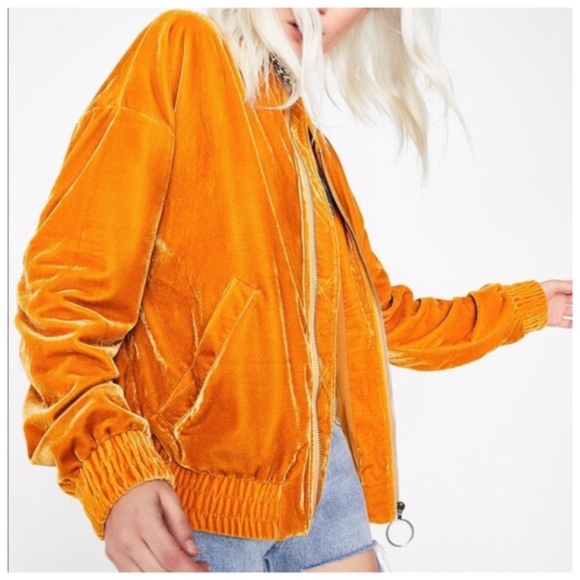 Honey Punch Jackets & Blazers - Honey Punch I Feel You Velvet  Bomber Jacket SZ XS
